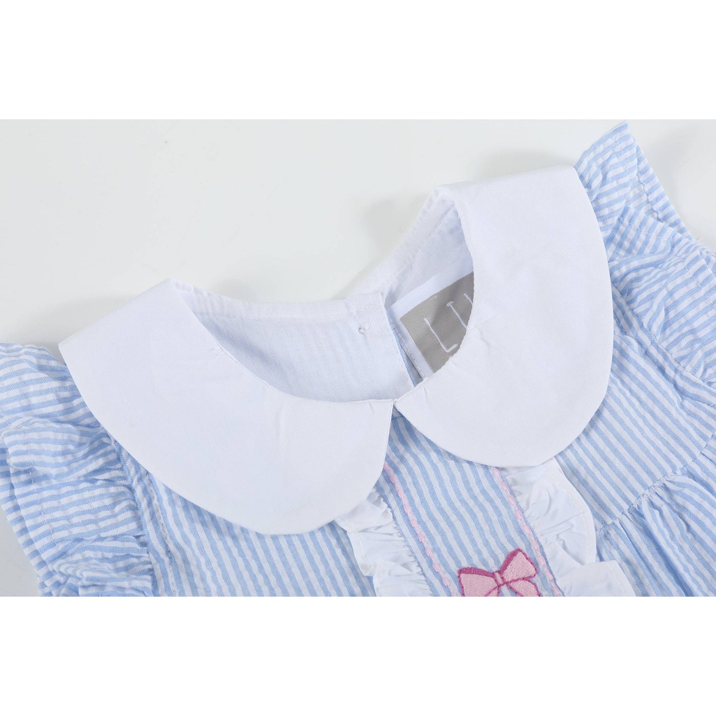 Blue and Pink Bow Ruffle Dress