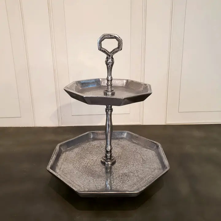 Silver 2-Tier Octagon Stand