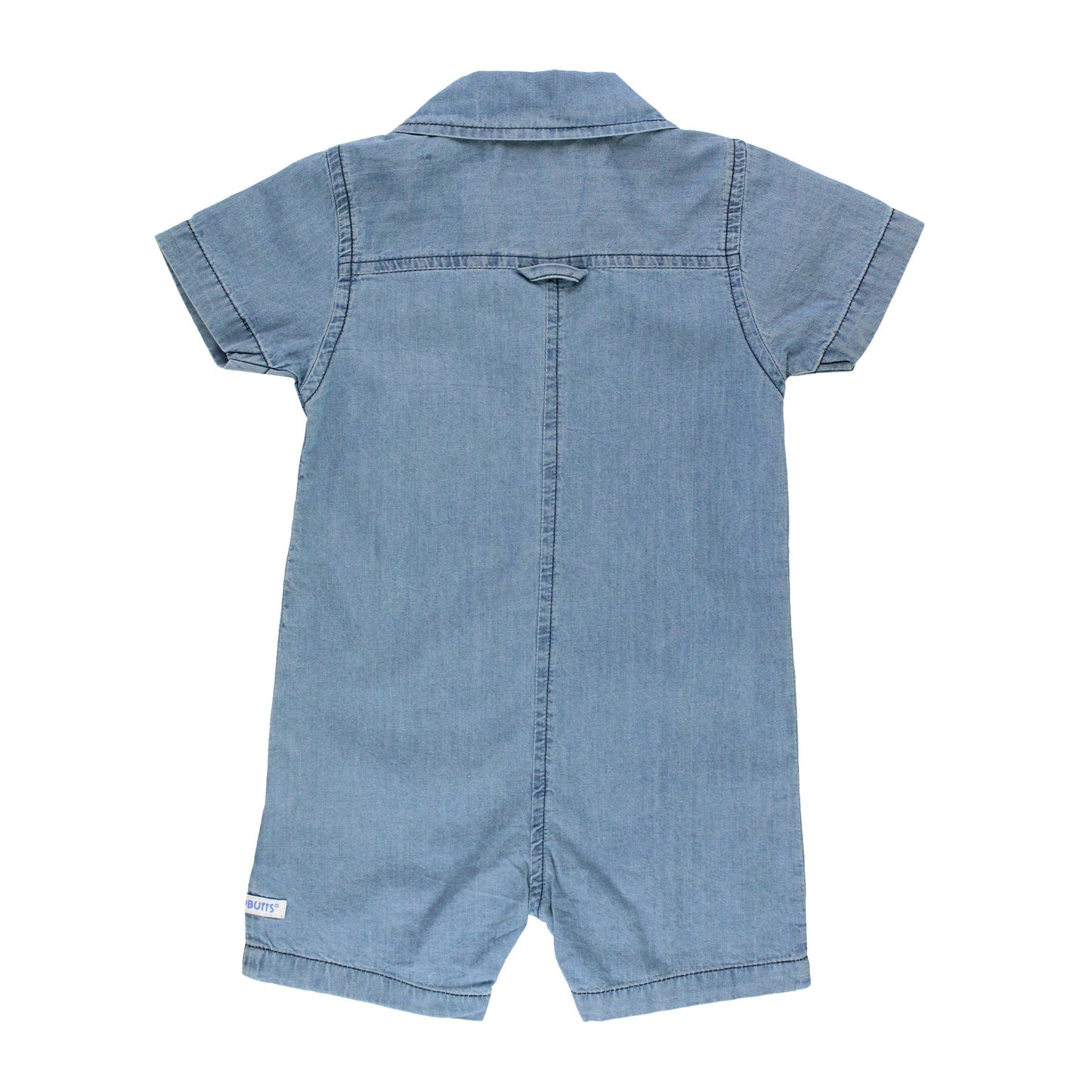 Baby Boys Light Wash Denim Button-Up Romper