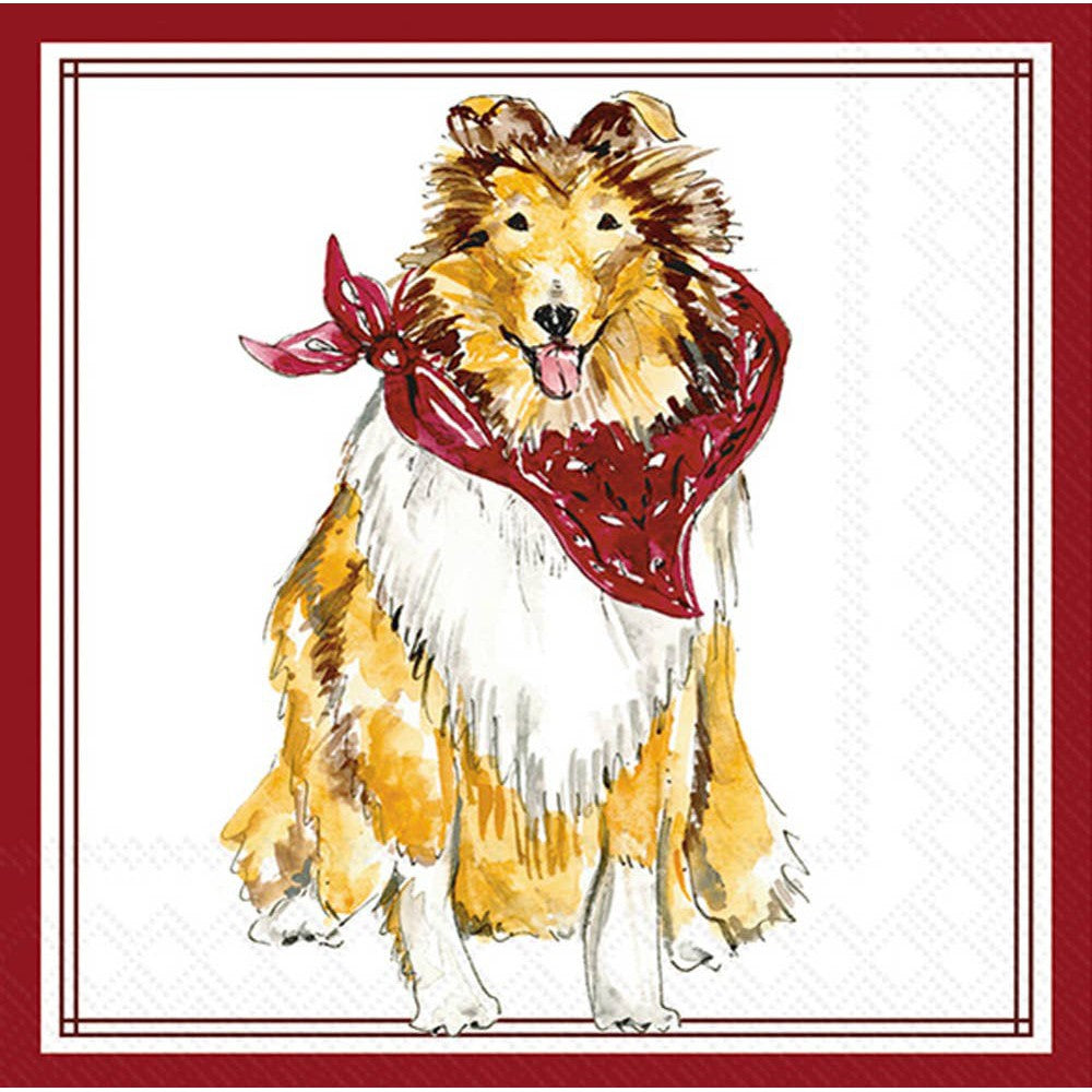Paper Cocktail Napkin 20 Ct Maroon Collie Hometown Pride