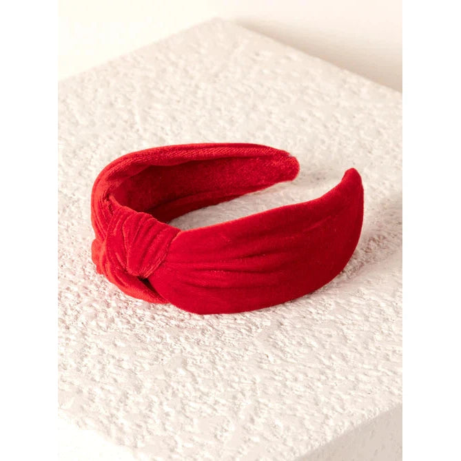 Shiraleah Knotted Velvet Headband, Red