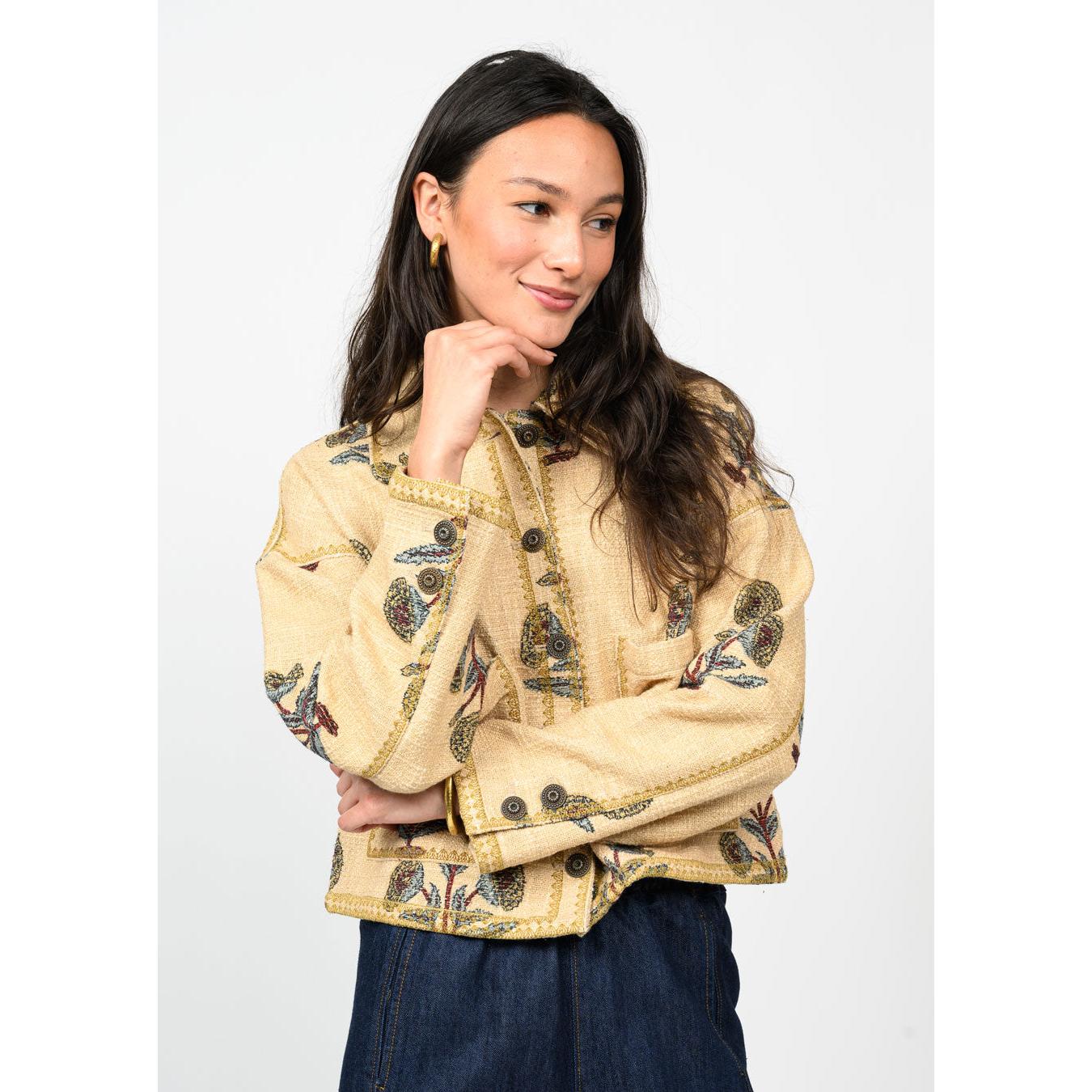 Lurex Block Print Jacket