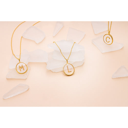CAI Gold Classic Clear Initial Necklace