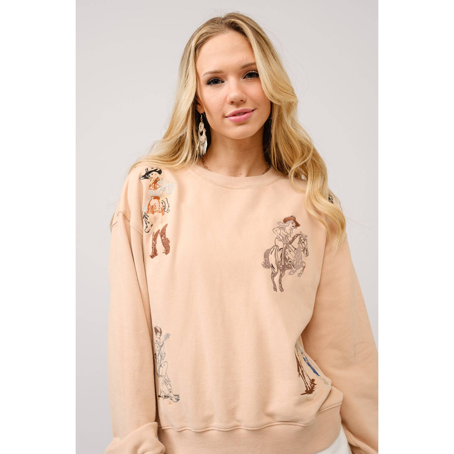Western Motif Embroidered Graphic Sweatshirt