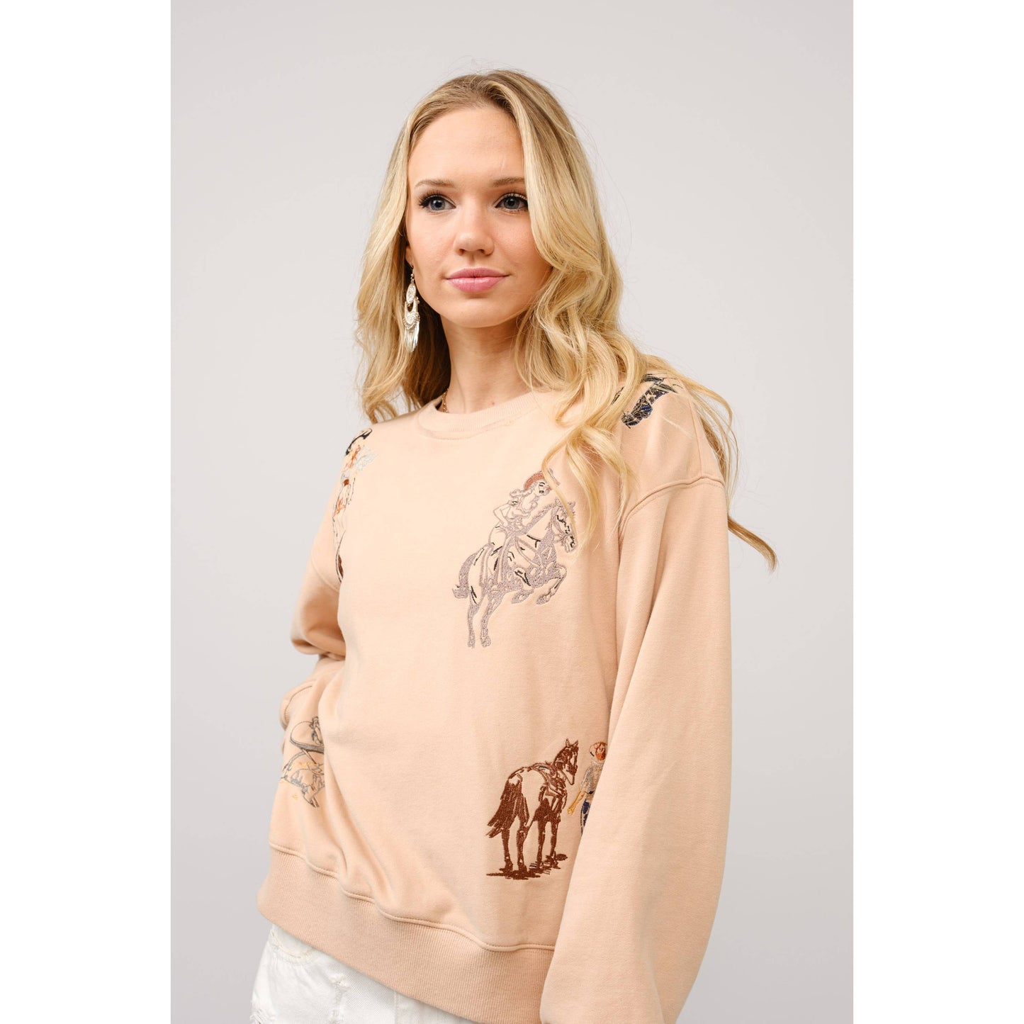 Western Motif Embroidered Graphic Sweatshirt