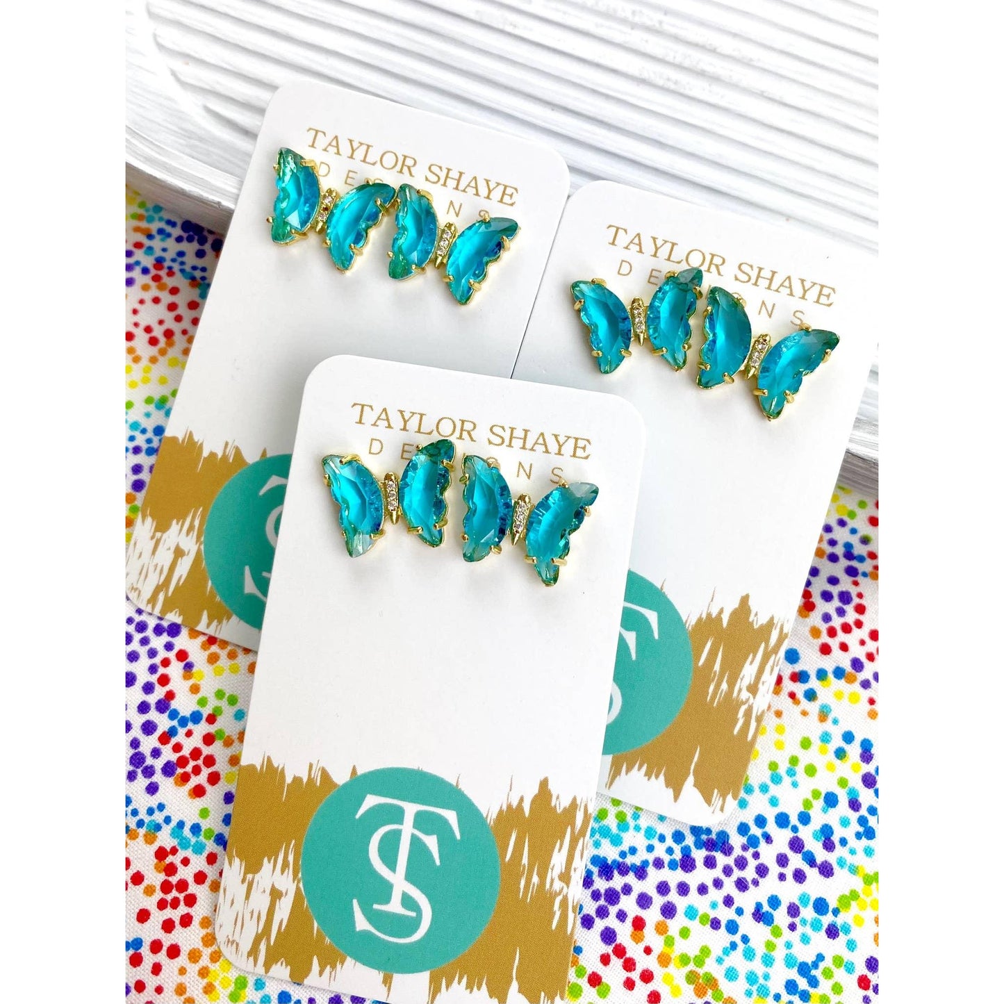 Colorful Crystal Butterfly Studs