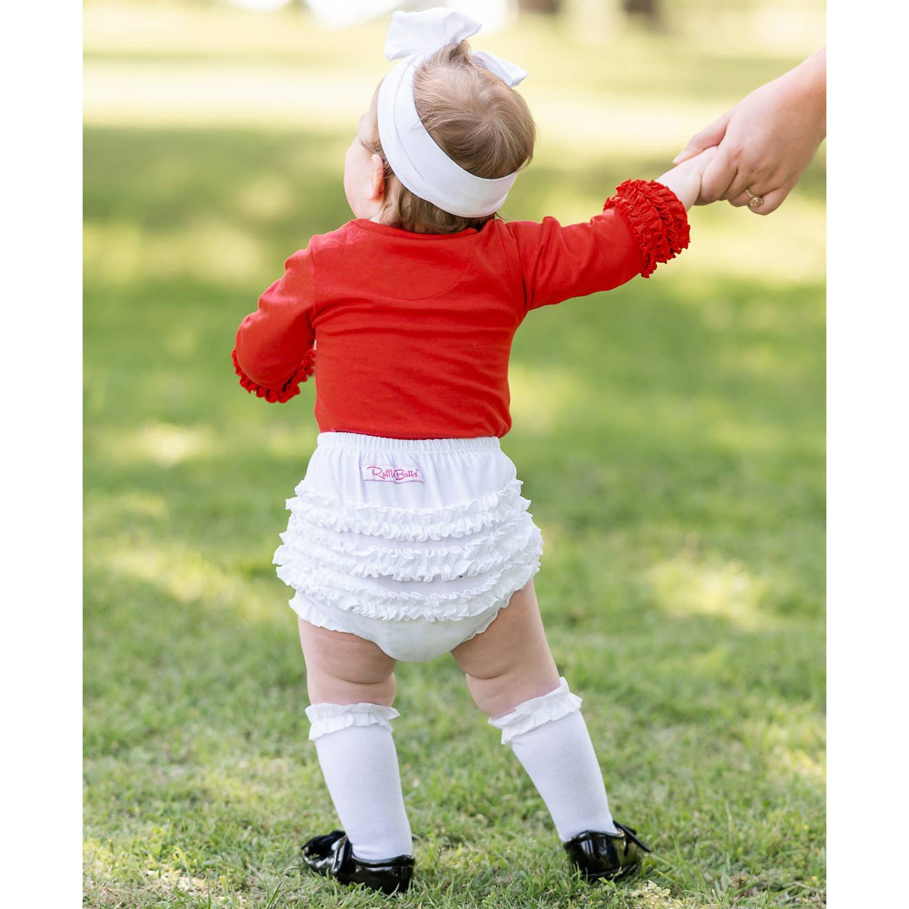 Baby Girls White Knit RuffleButt Bloomer