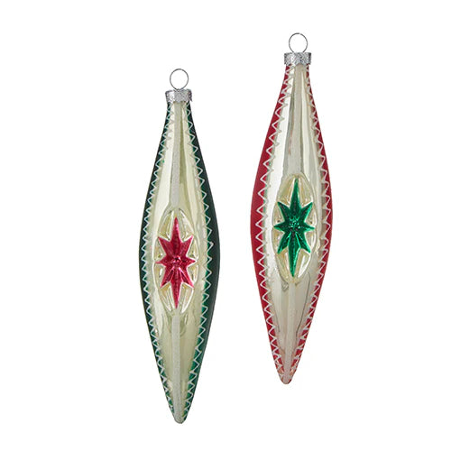 7.25" VINTAGE TEARDROP ORNAMENT - Green