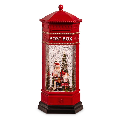 13" Santa Lighted Water Post Box