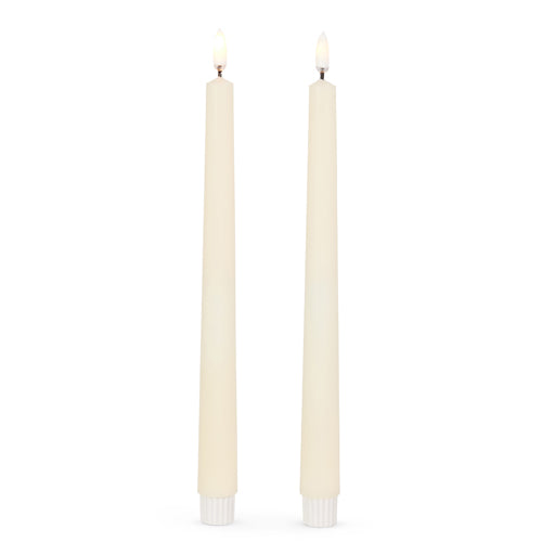 Ivory LED Wax Taper Candle Set – 11" (Set of 2)