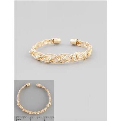 Gold Twisted Wire with Gold Beads Cuff Bracelet