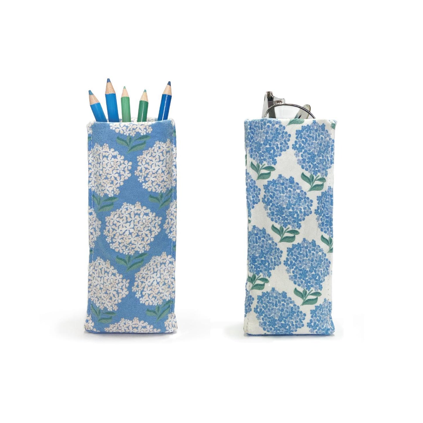 Hydrangea Print Standing Triangular Weighted Eyeglass / Accessory Holder