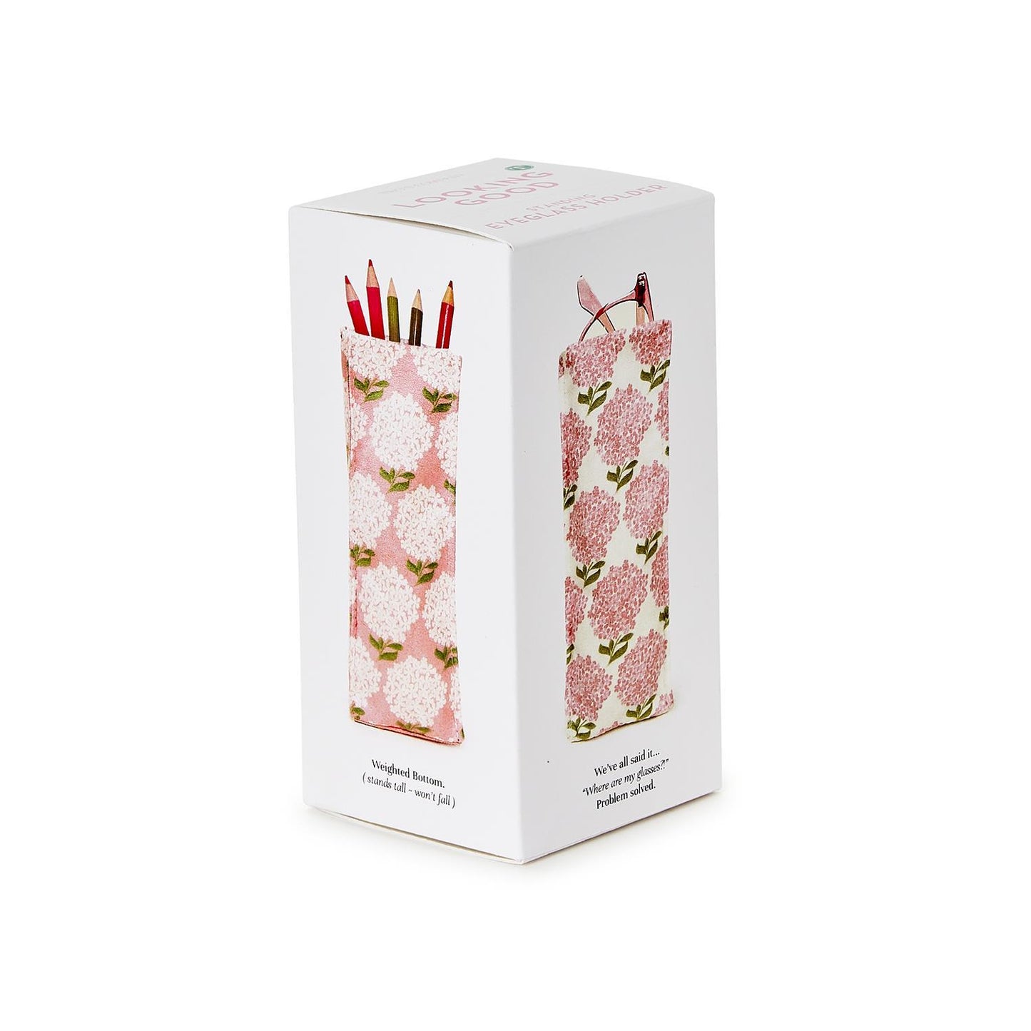 Pink Hydrangea Print Standing Eyeglass / Accessory Holder