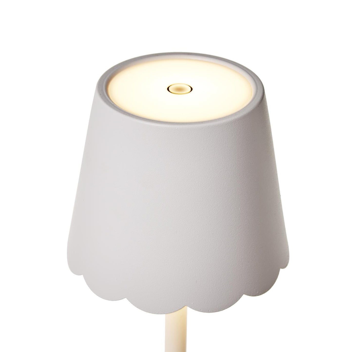 White LED Cordless Table Lamp with Scalloped Edge Shade in Gift Box