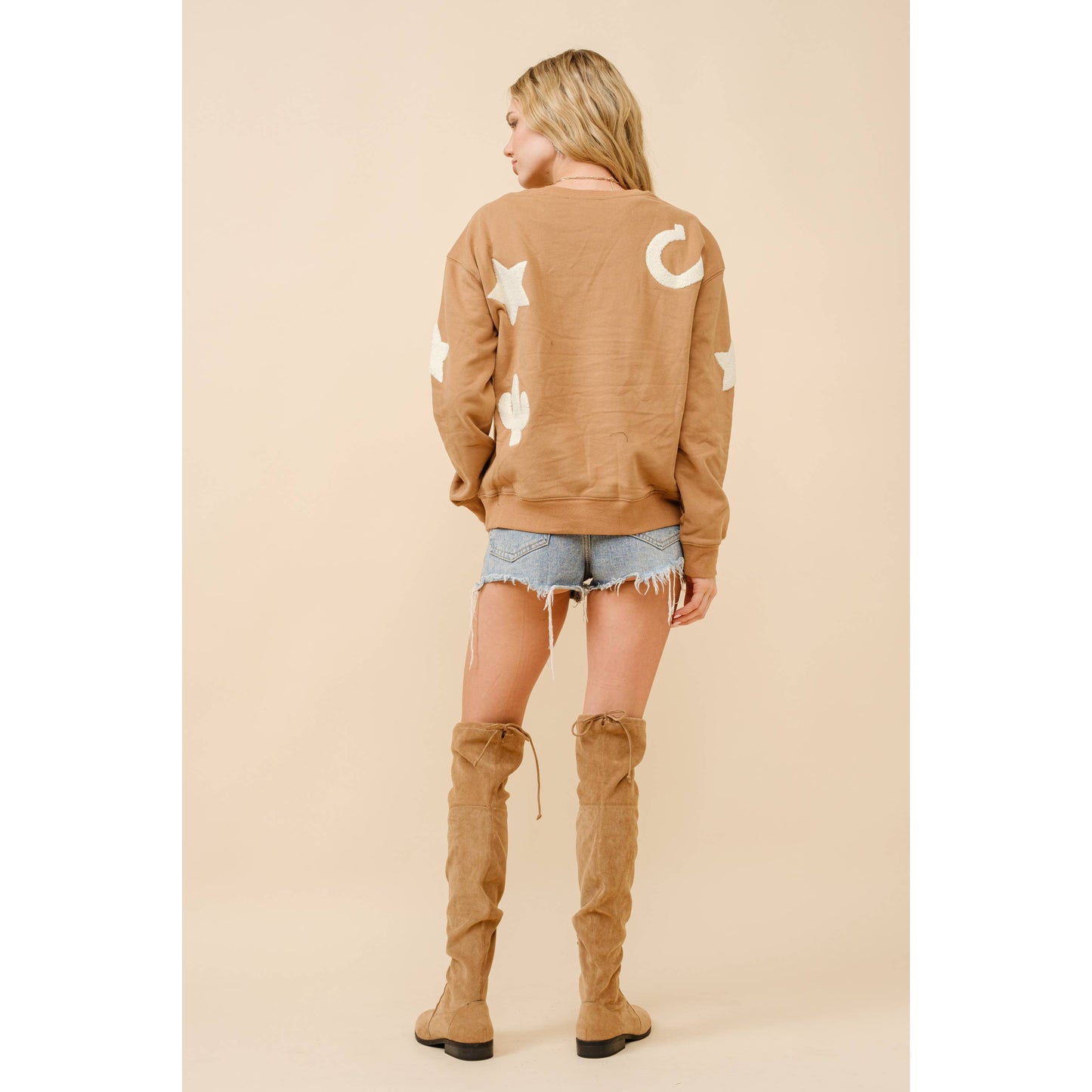 Western Textured Patchwork Sweatshirt