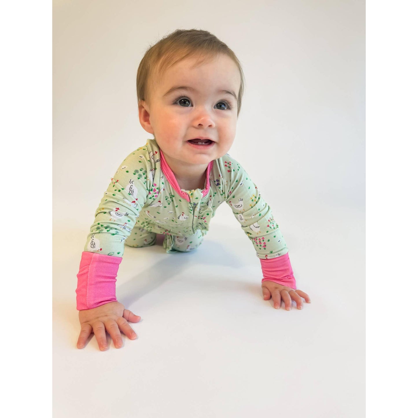 Spring Chickens - Convertible Zip Pajamas w/ Ruffles