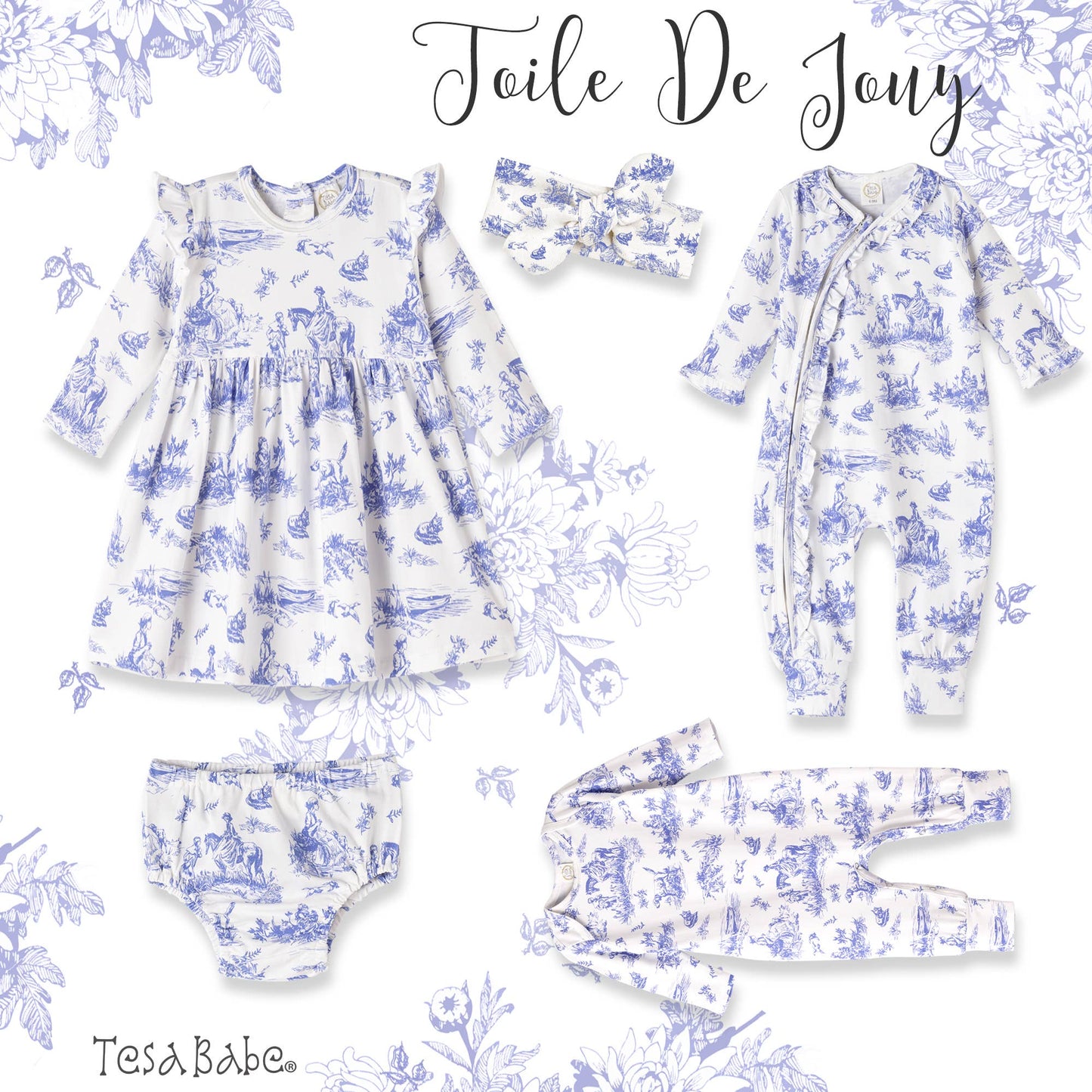 Baby Girl's Toile de Jouy Bamboo Headband