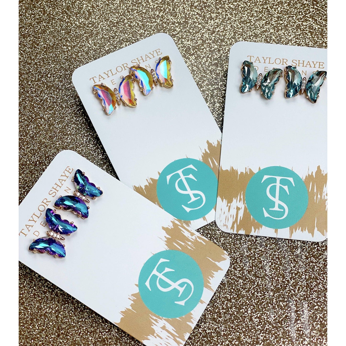 Colorful Crystal Butterfly Studs