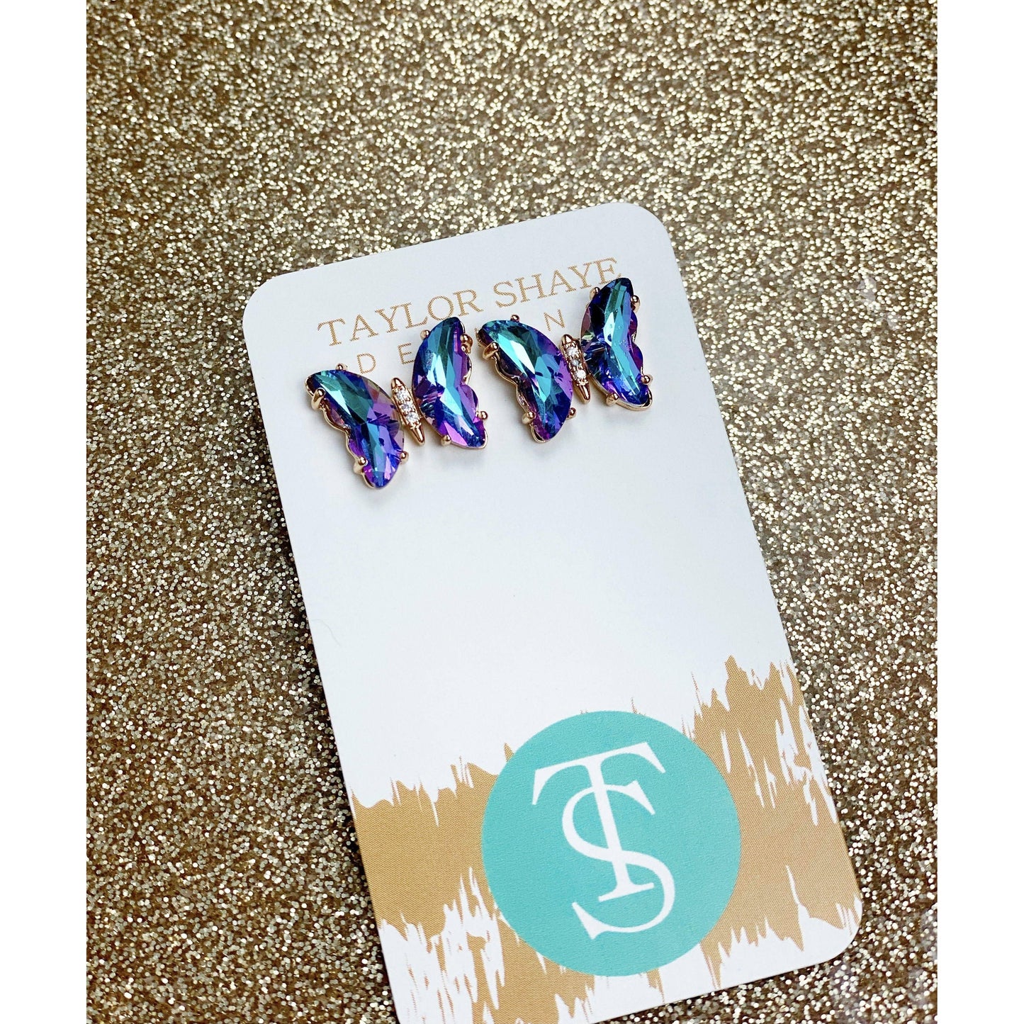 Colorful Crystal Butterfly Studs