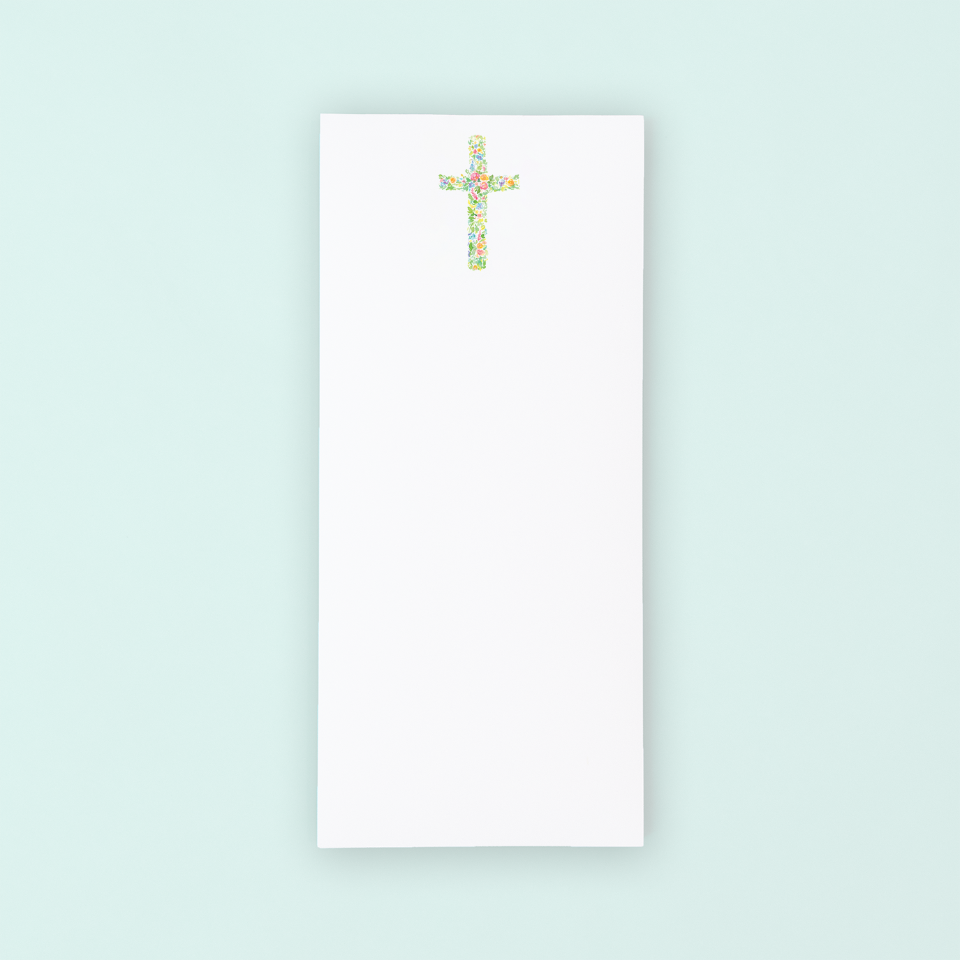 Floral Cross Tall Notepad by Taylor Paladino - 4x9 Watercolor List Pad
