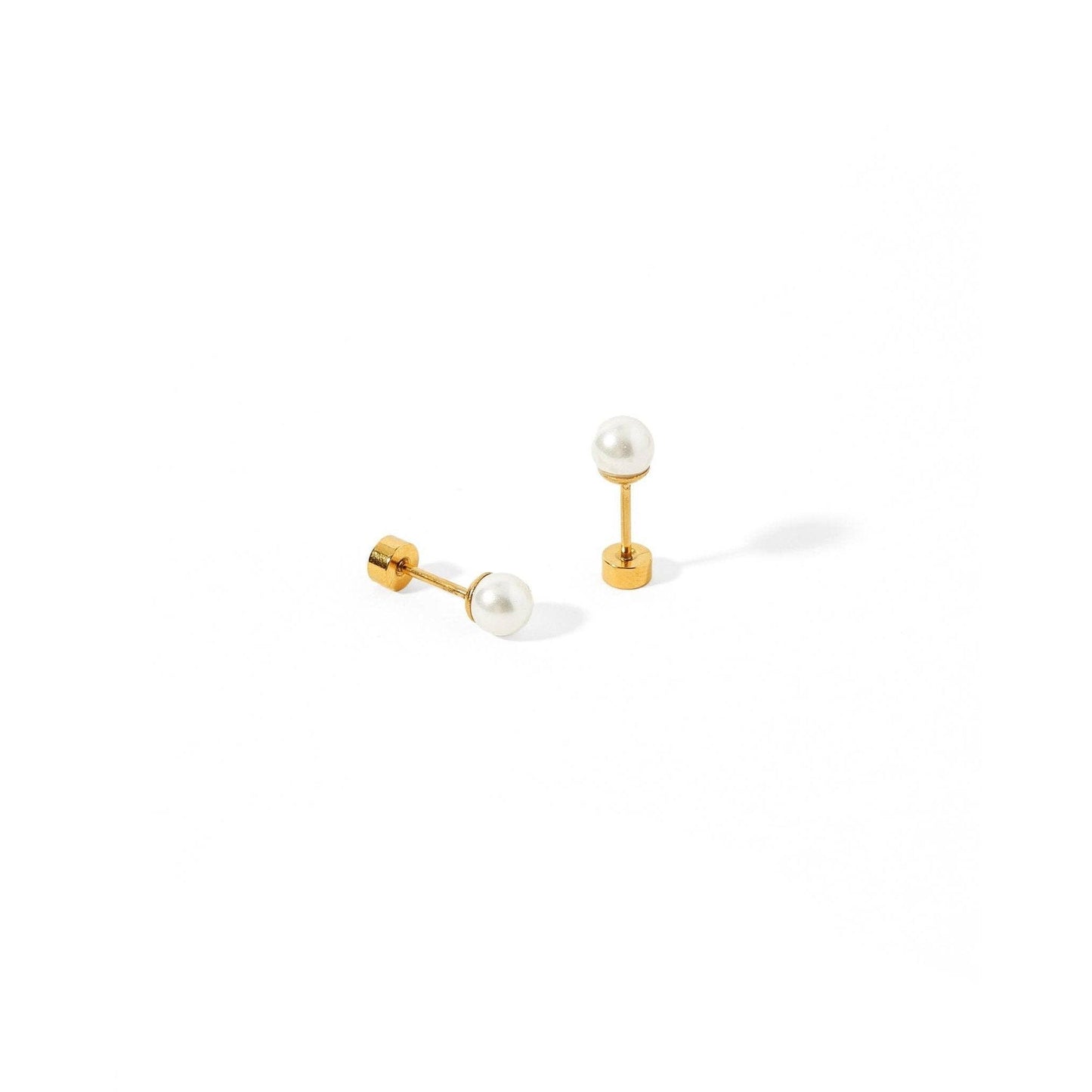 Screwback Stud Earrings - Payton Pearl White 5mm