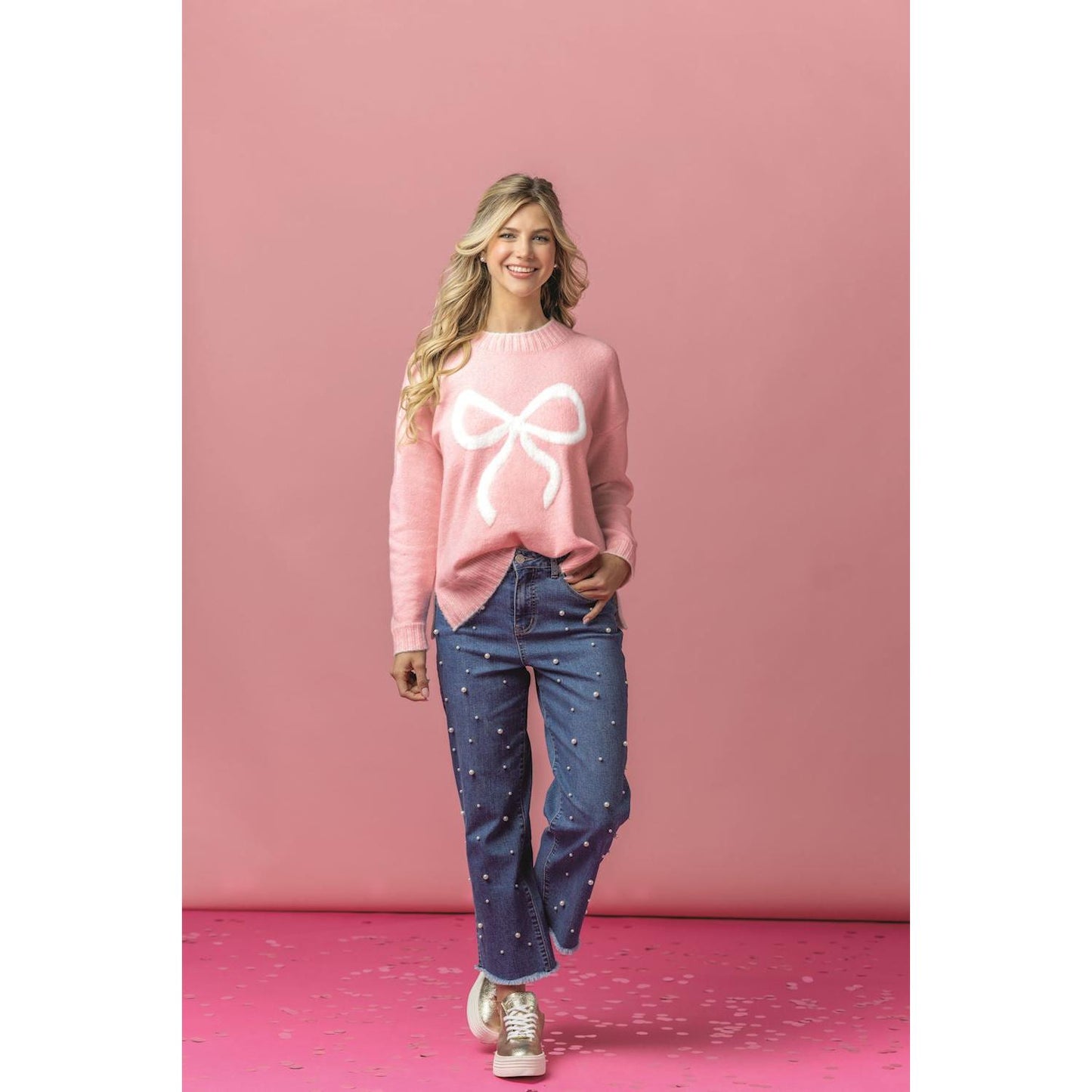 Blush Wilder Bow Sweater