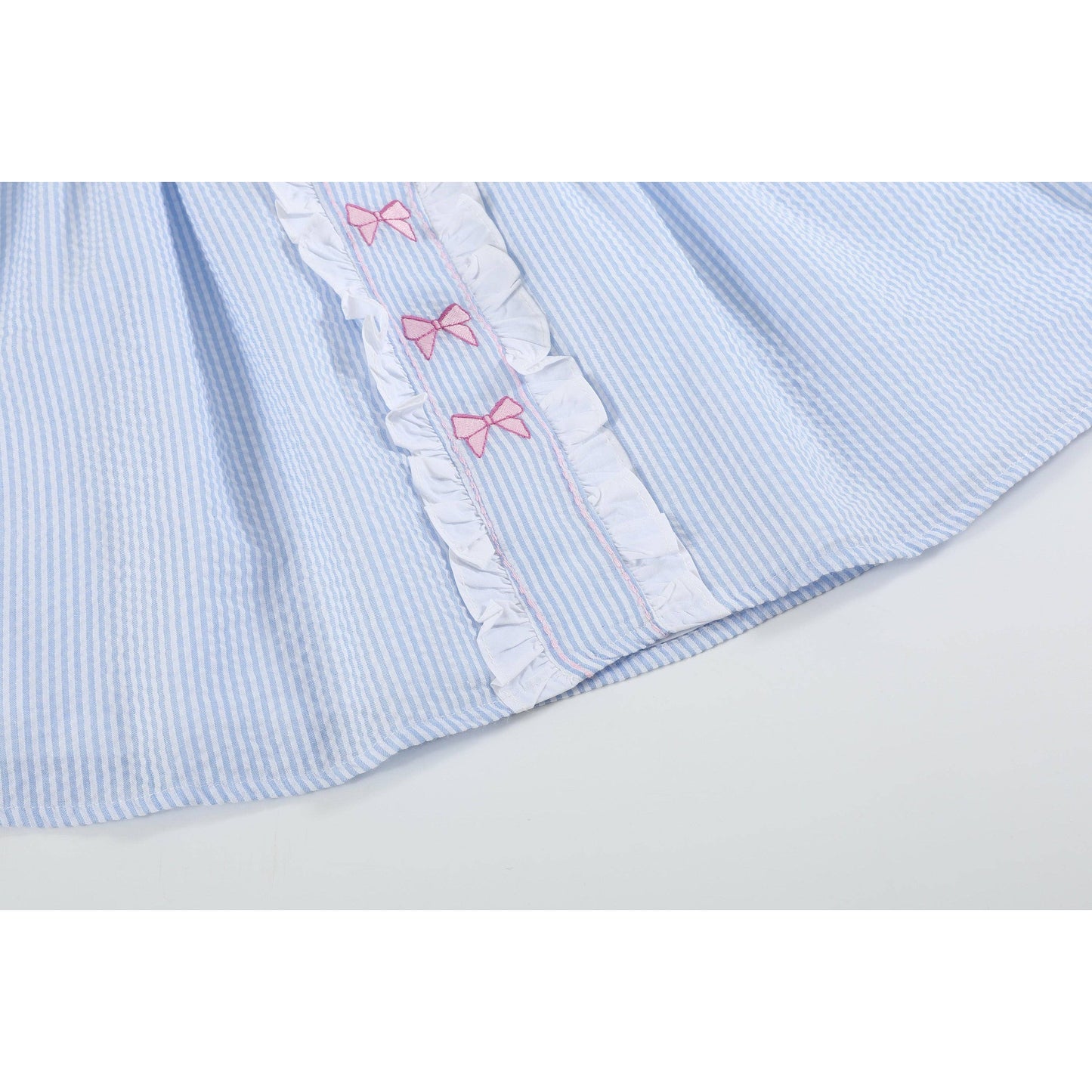 Blue and Pink Bow Ruffle Dress