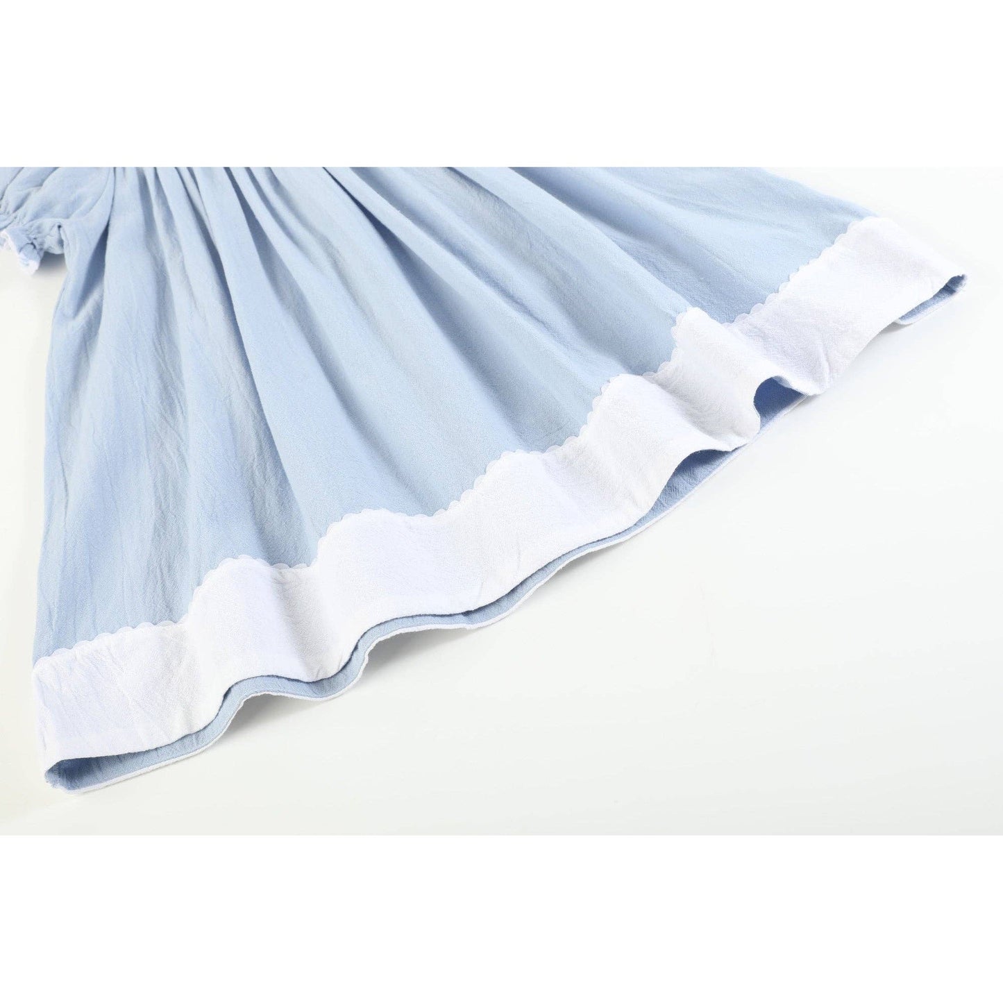 Light Blue Nativity Smocked Bishop Sleeve Dress