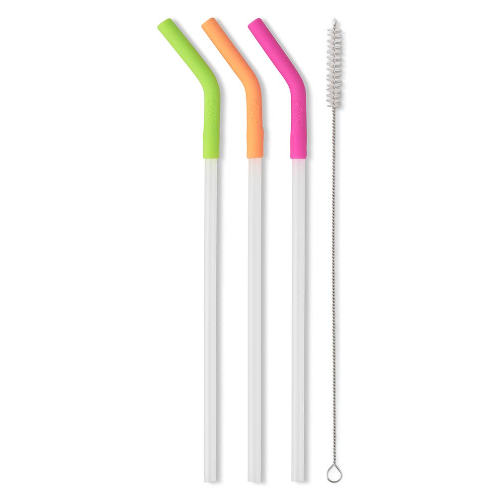 Neon Lime/Orange/Berry Reusable Straw Set (Mega Mugs)