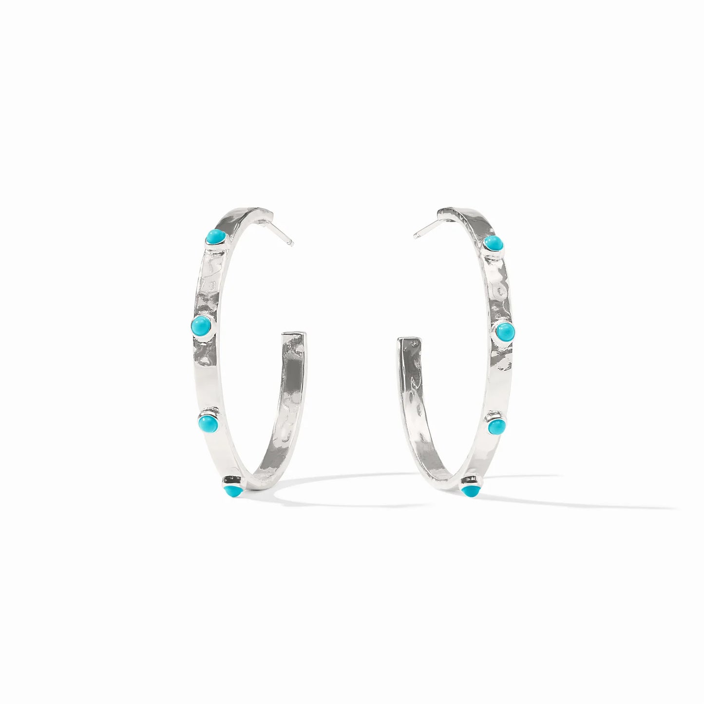 Crescent Stone Silver Hoop