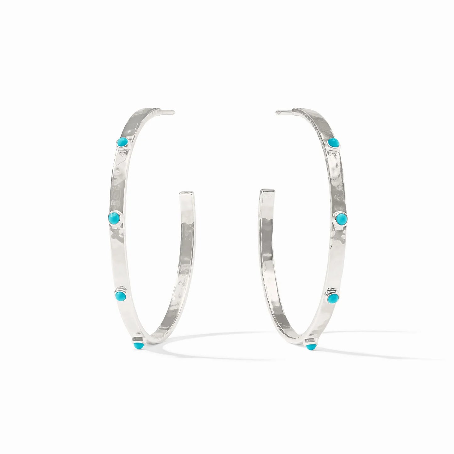 Crescent Stone Silver Hoop