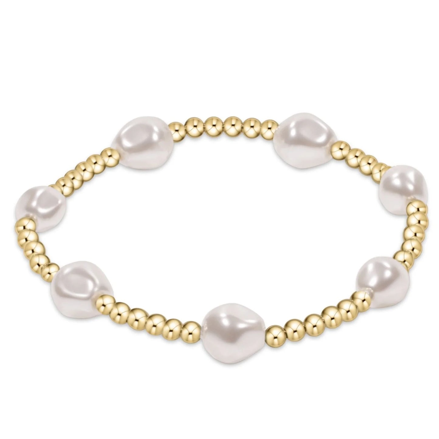Extends - Admire Gold 3mm Bead Bracelet - Pearl