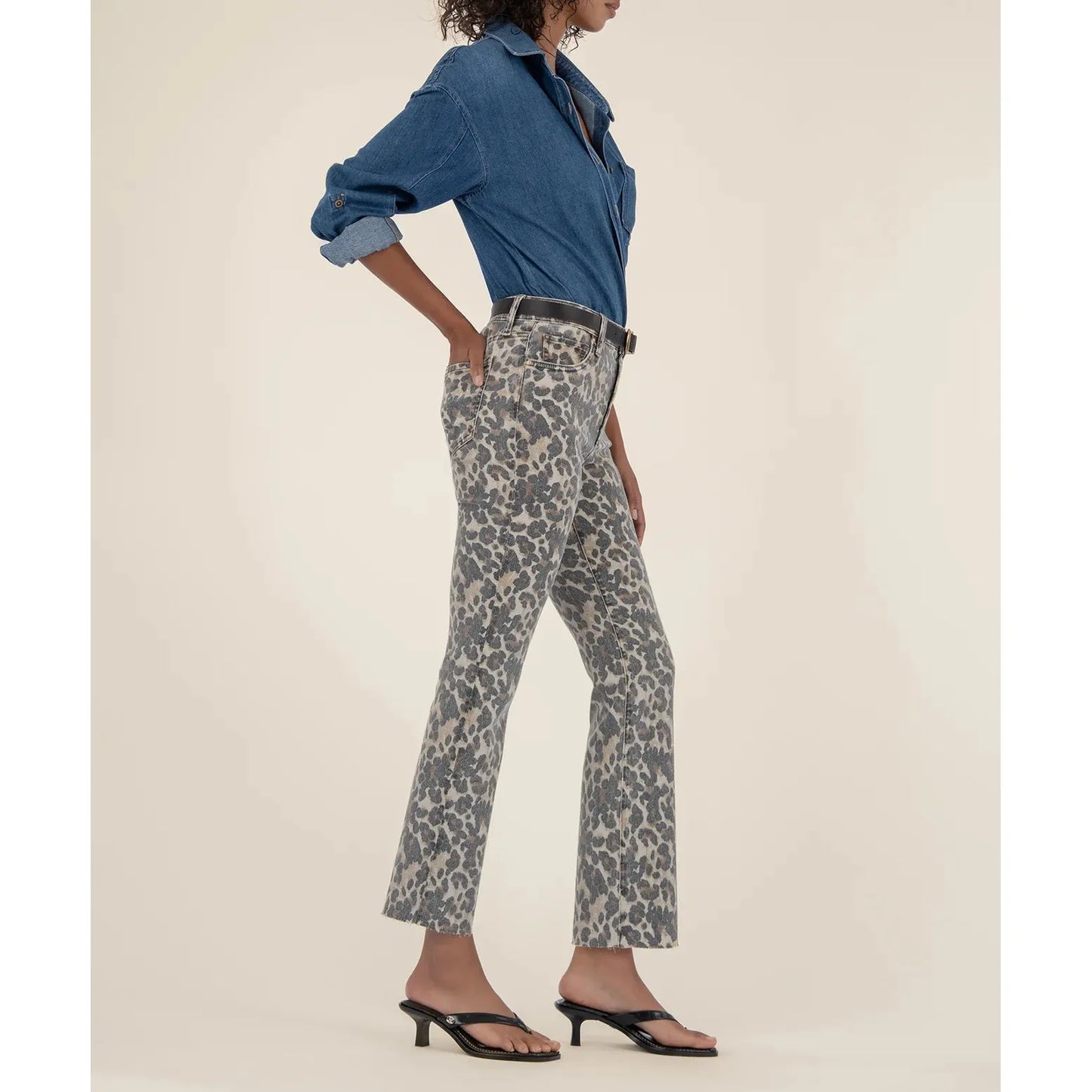 Kelsey High Rise Ankle Flare - Leopard
