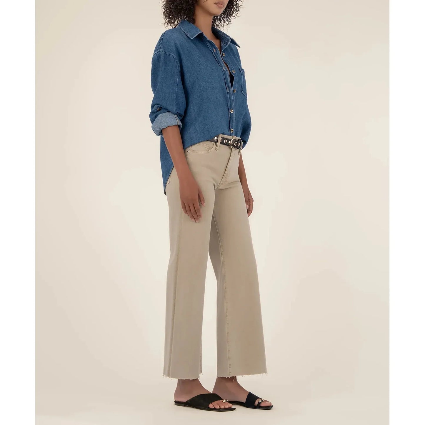 Meg High Rise Wide Leg - Biscuit