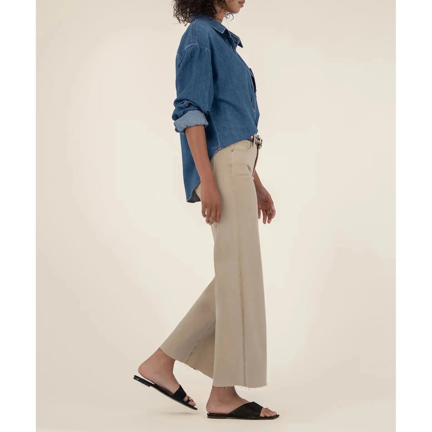 Meg High Rise Wide Leg - Biscuit