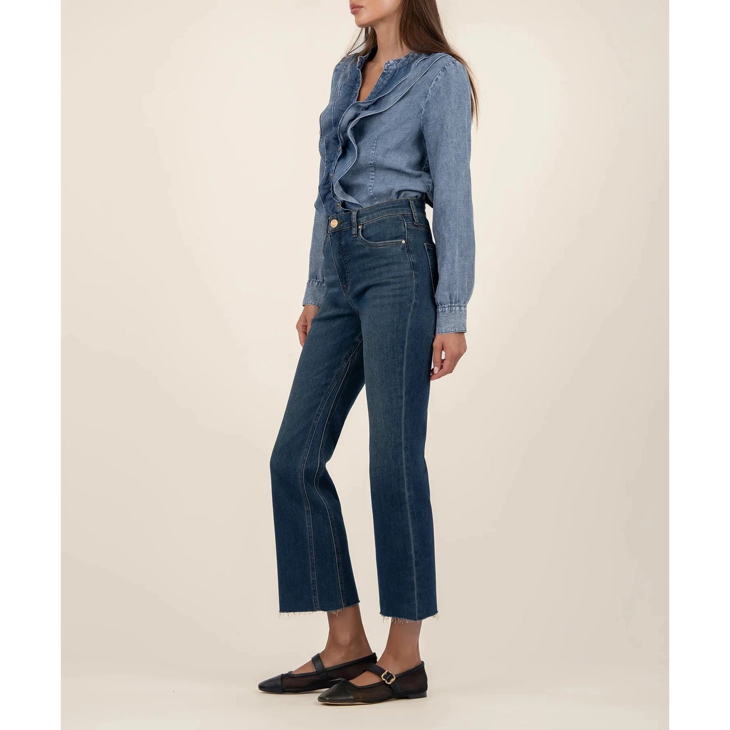 Fallon Denim Double Ruffle S/S Shirt