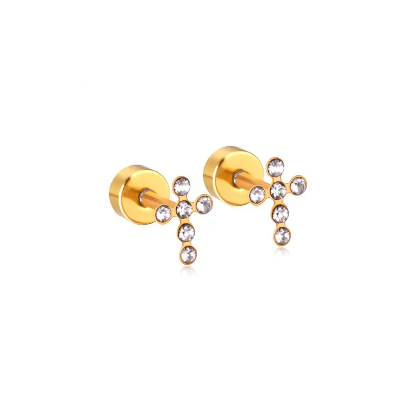 Screwback Stud - Clara Cross - Gold