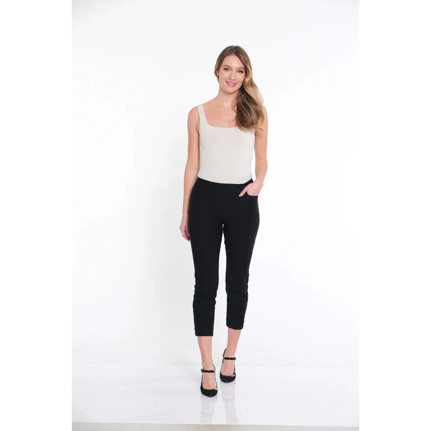 Pull-On Crop Pant With Real Front & Back Pockets - Black