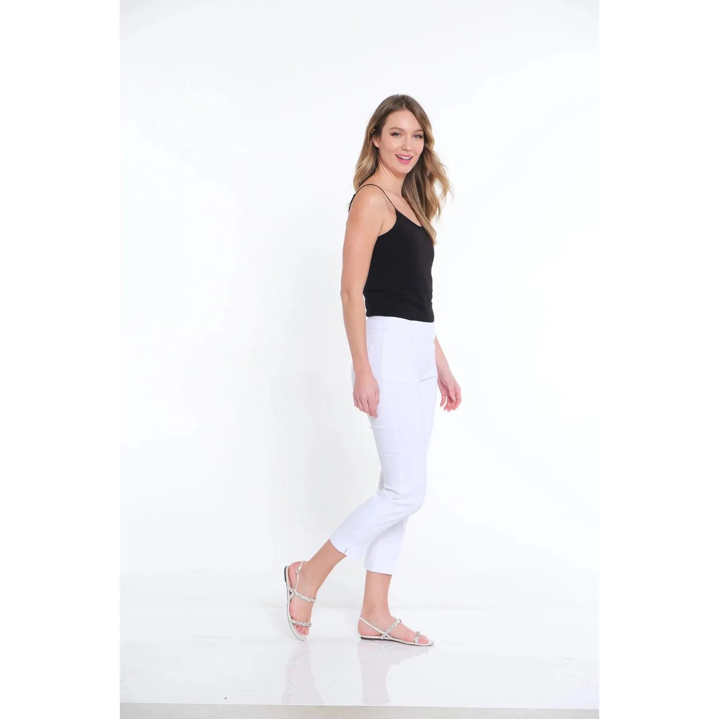 Pull-On Crop Pant With Real Front & Back Pockets - White