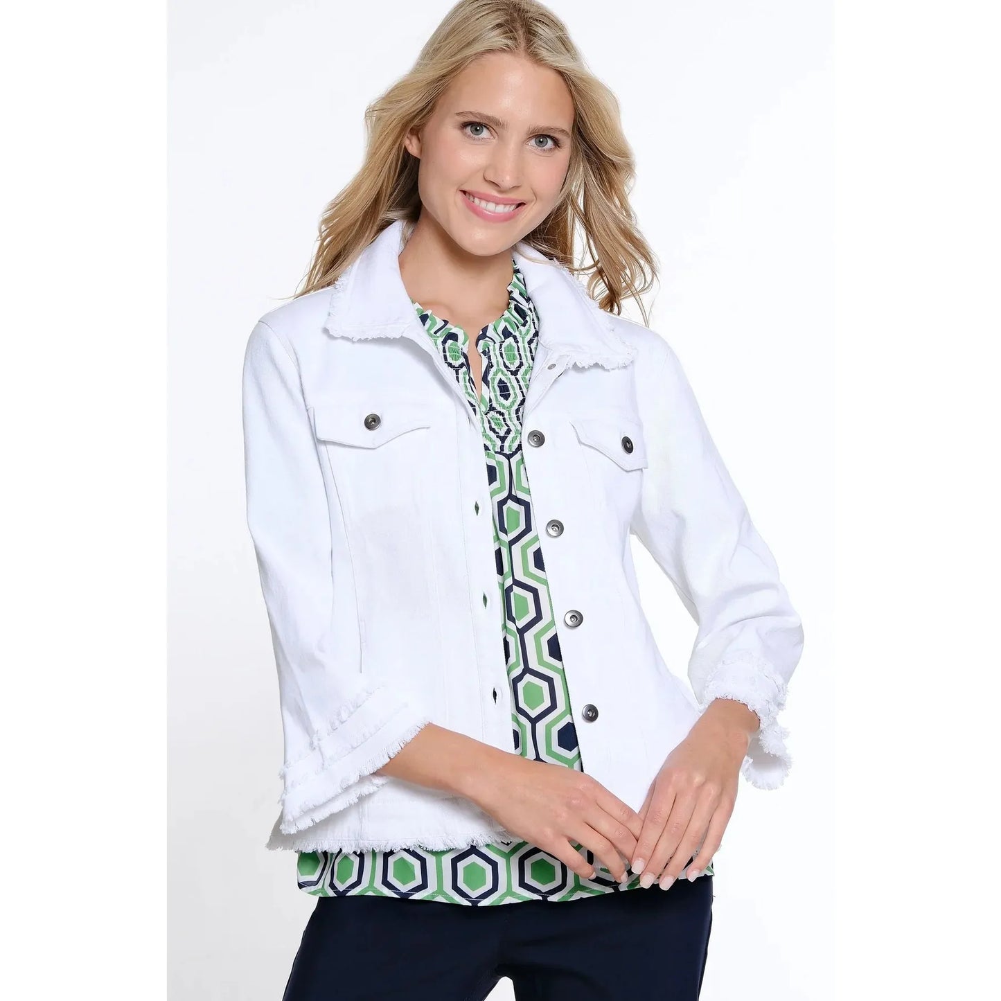 Fringe Detail Jean Jacket - White