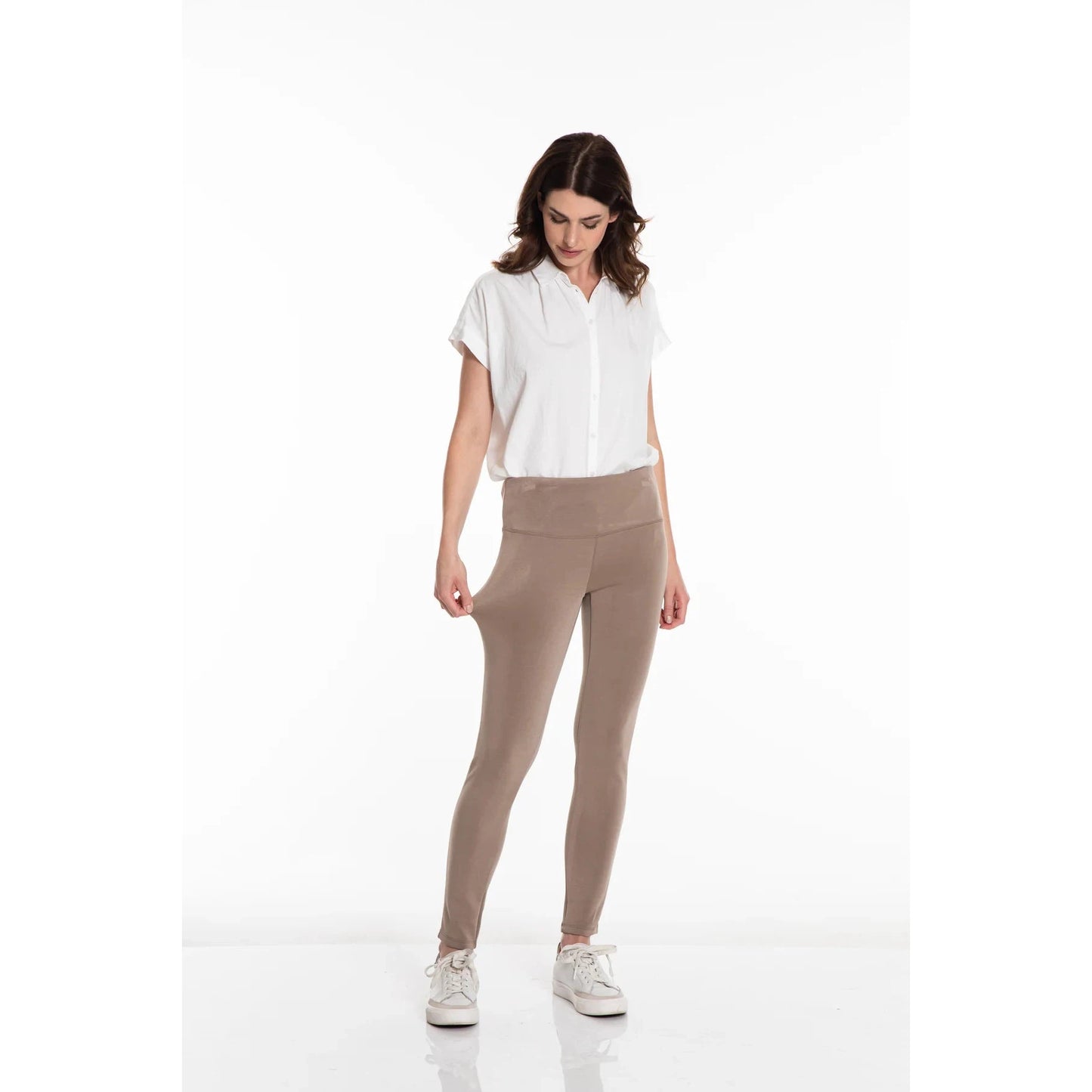 Wide Band Pull-On Ankle Legging - Truffle
