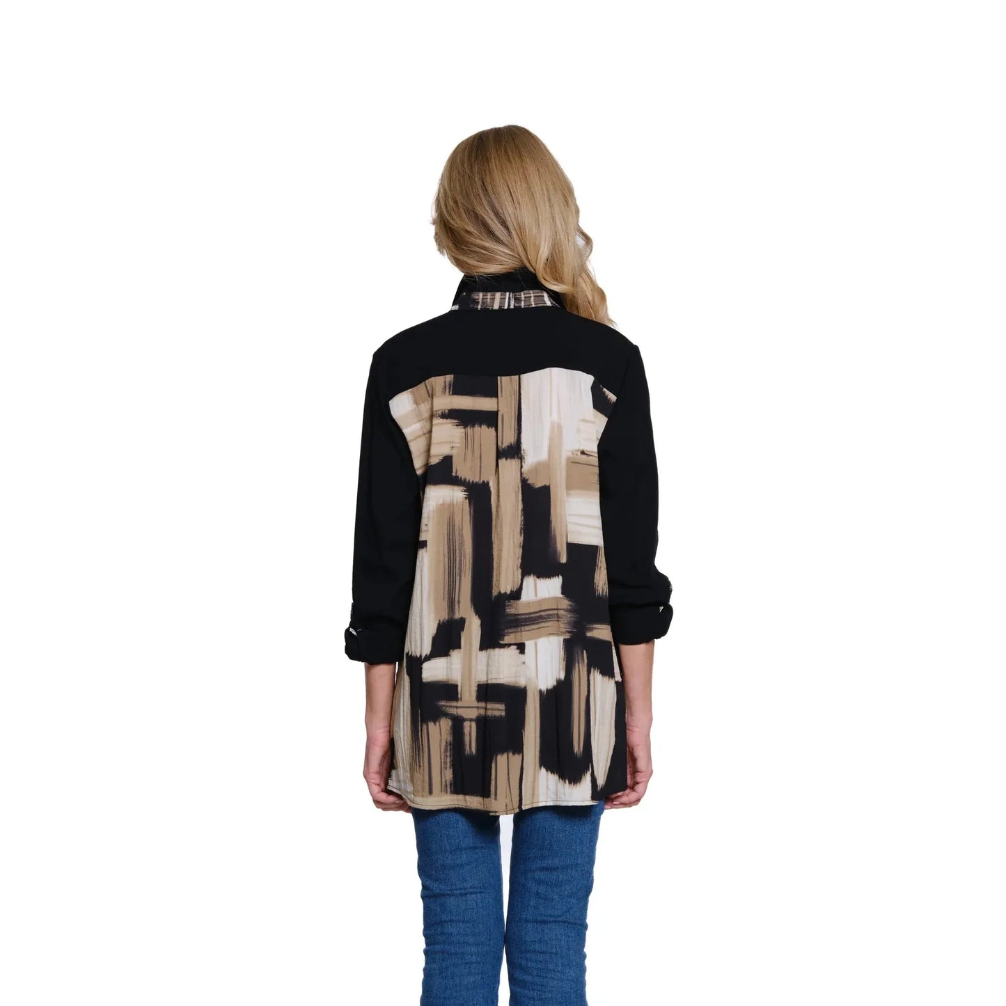 Roll-Tab Sleeve Woven Shirt - Multi