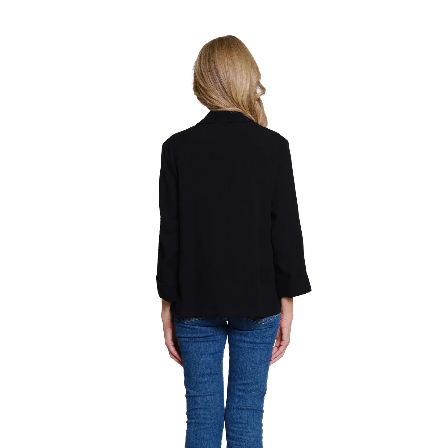 Woven Jacket with Contrast Embroidery - Black