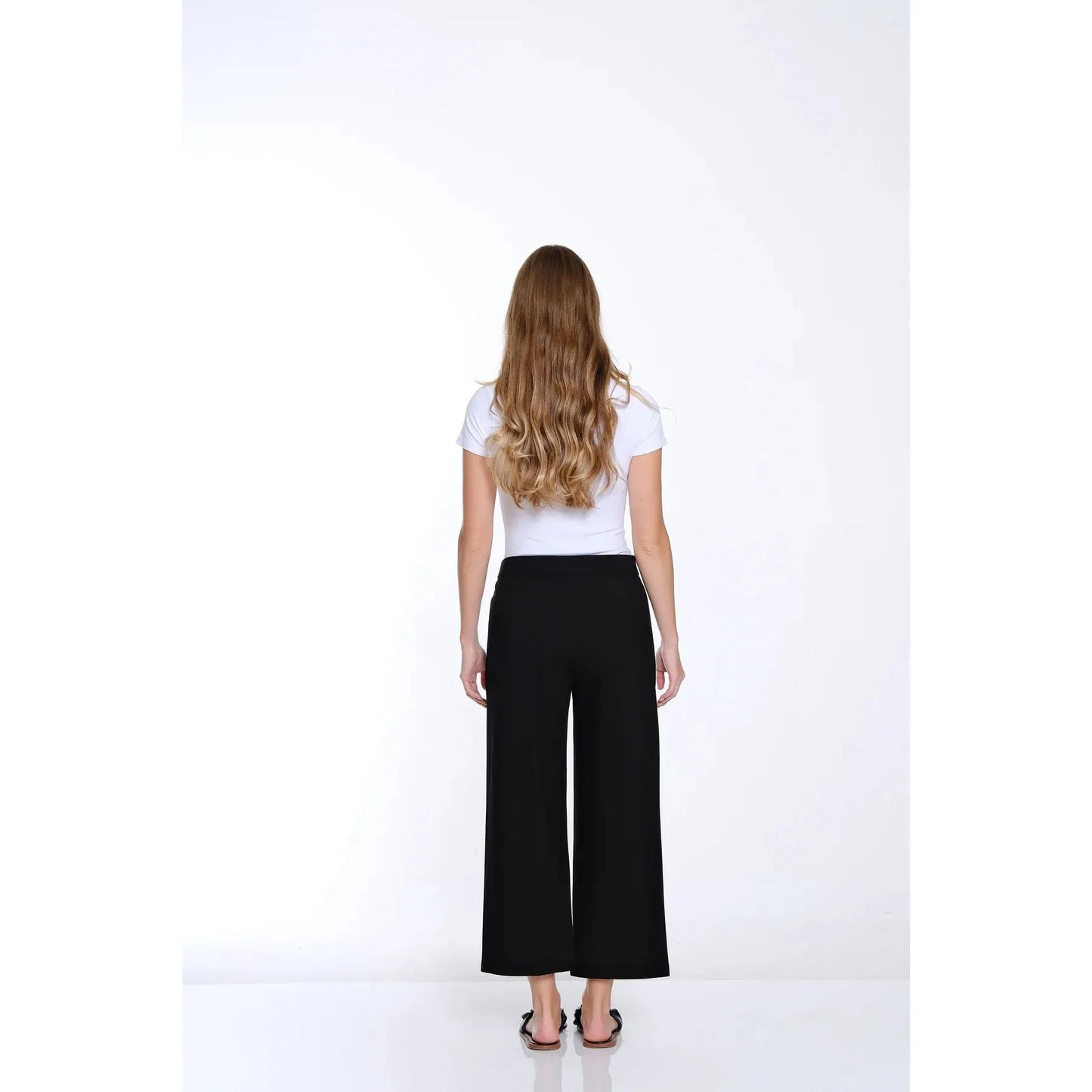 Ponte Wide Leg Crop Pant - Black