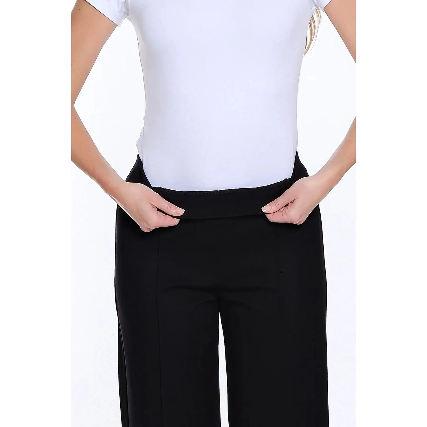 Ponte Wide Leg Crop Pant - Black