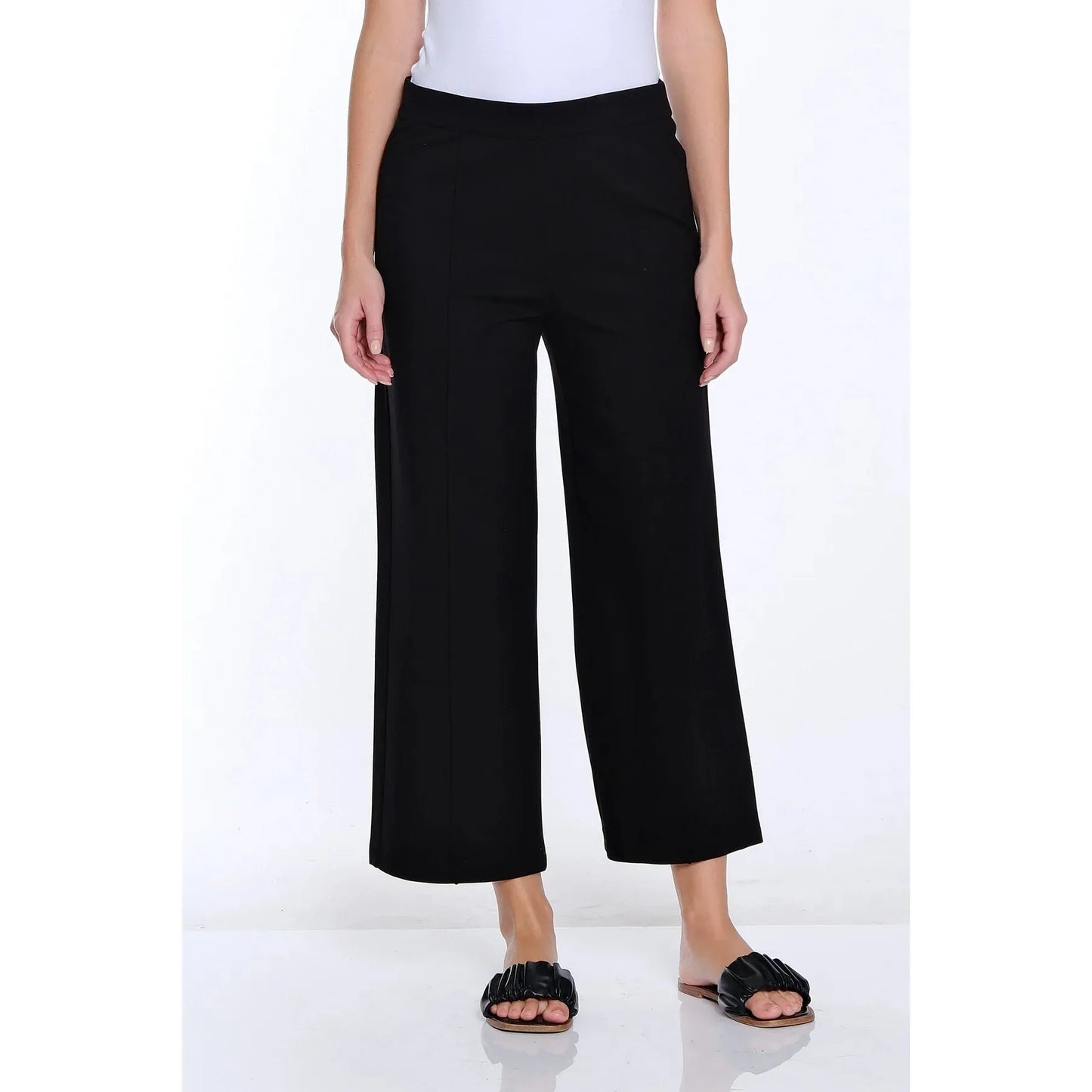 Ponte Wide Leg Crop Pant - Black