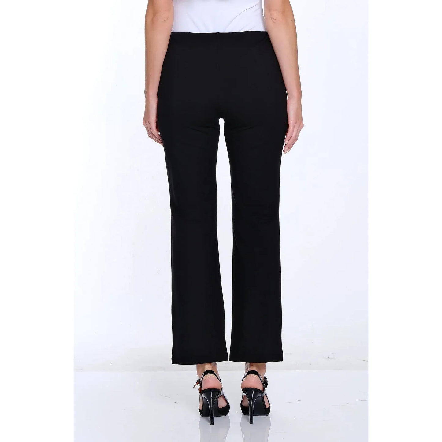 Stretch Ponte Pintuck Flare Leg Pant - Black