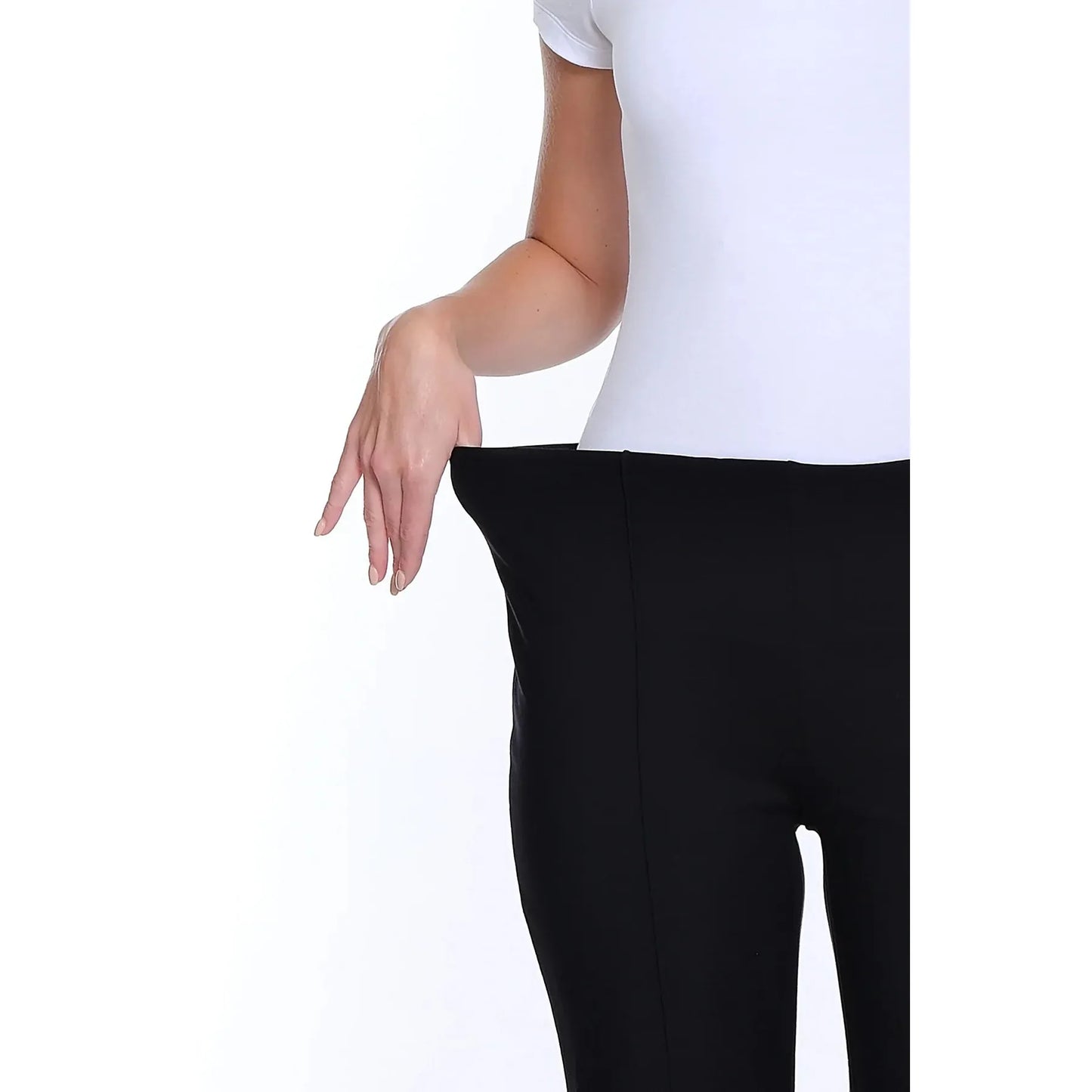 Stretch Ponte Pintuck Flare Leg Pant - Black