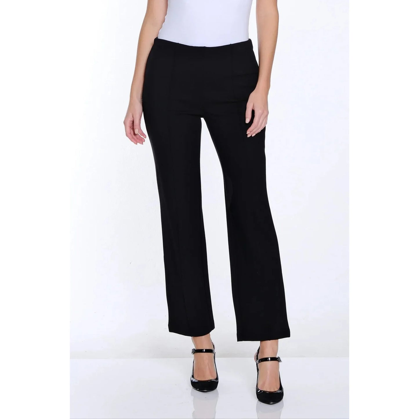 Stretch Ponte Pintuck Flare Leg Pant - Black