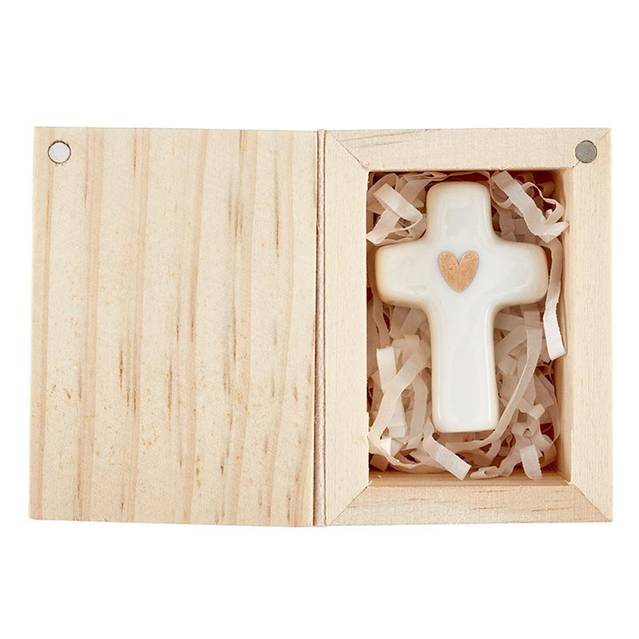 Ceramic Figurines in Wooden Box - Cross